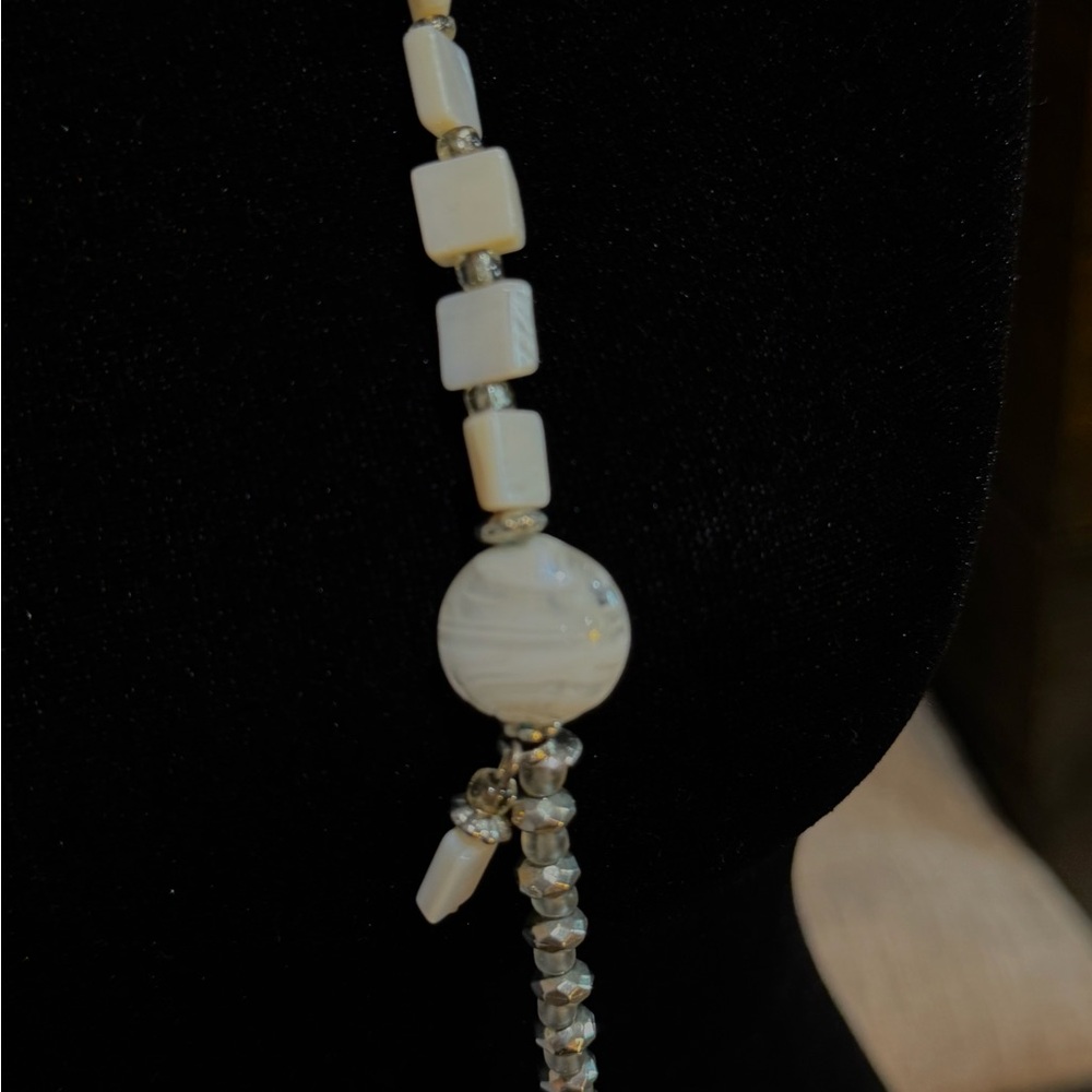 Chico's Silver and White Necklace with Crystal and Pearl Accents and Earings - Picture 8 of 8
